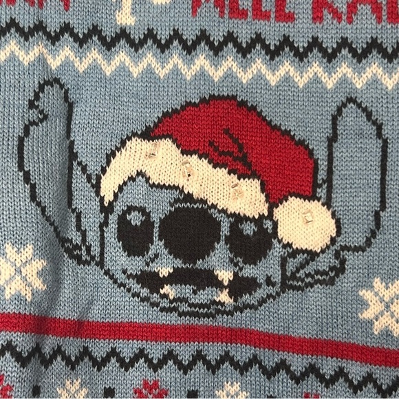 Disney Stitch Melé Kalikimaka Blue Christmas Sweater Holiday Size Large - Picture 5 of 11
